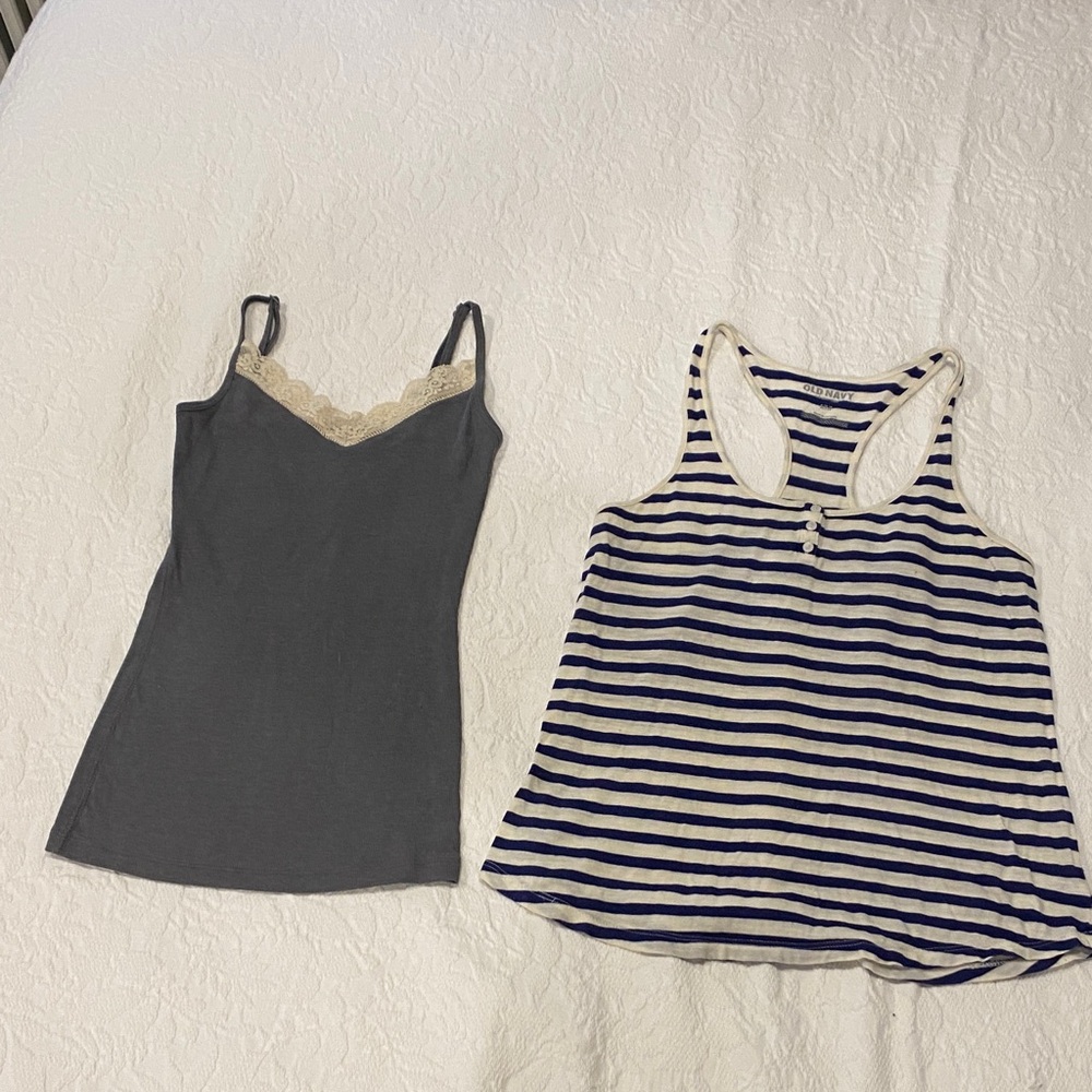 Old Navy Gray and Striped Camisoles